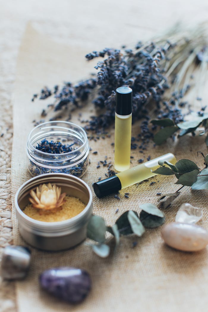 Home Elevate your relaxation with aromatherapy essentials featuring lavender and massage oils.
